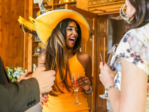 Wedding guest reacting with delight to close-up magic